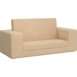 Mobilier Pour Bébés & Tout-Petits-vidaXL Canapé-lit pour enfants 2 places crème peluche douce Cr&egrave;me