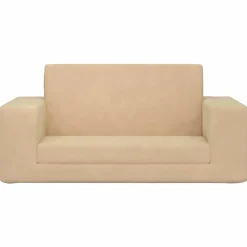 Mobilier Pour Bébés & Tout-Petits-vidaXL Canapé-lit pour enfants 2 places crème peluche douce Cr&egrave;me