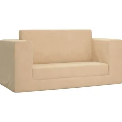 vidaXL Canapé-lit pour enfants 2 places crème peluche douce