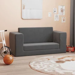 vidaXL Canapé-lit pour enfants 2 places peluche douce