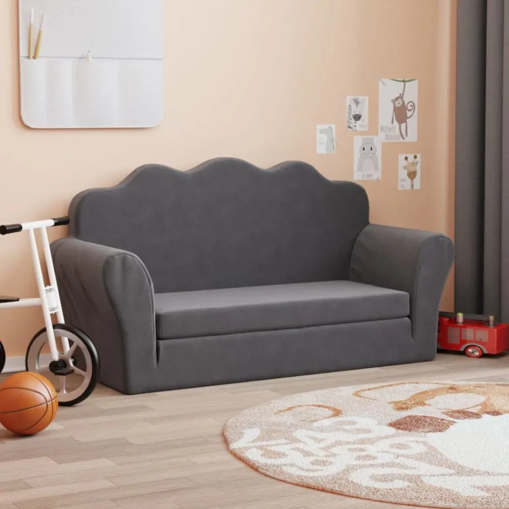 vidaXL Canapé-lit pour enfants à 2 places Peluche douce