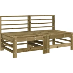vidaXL Canapés centraux avec coussins 2 pcs bois de