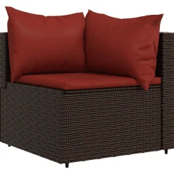 vidaXL Canapés d'angle de jardin et coussins2pcs marron résine tressée