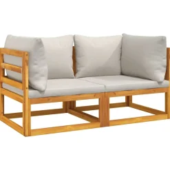 Mobilier De Jardin-vidaXL Canapés d'angle sectionnels 2 pcs coussins acacia Gris clair