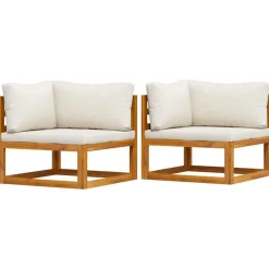 Mobilier De Jardin-vidaXL Canapés d'angle sectionnels 2 pcs avec coussins Blanc crème Cr&egrave;me