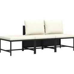 Mobilier De Jardin-vidaXL Canapés de jardin 3 pcs avec coussins Résine tressée Noir