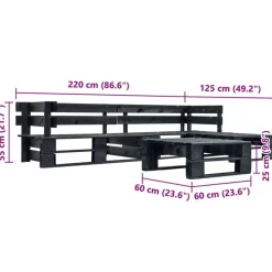 Mobilier De Jardin-vidaXL Canapés de jardin palette 4 pcs Bois Noir