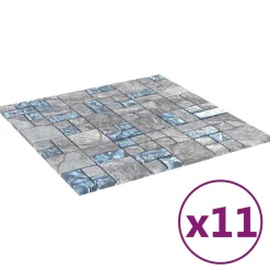 Matériaux De Construction|Décorations-vidaXL Carrelage en mosaïque 11 pcs 50 x 50 cm Verre Gris et bleu