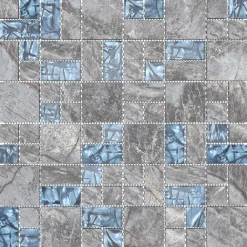 Matériaux De Construction|Décorations-vidaXL Carrelage en mosaïque 11 pcs 50 x 50 cm Verre Gris et bleu