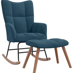 vidaXL Chaise à bascule avec tabouret en velours