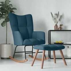 vidaXL Chaise à bascule avec tabouret en velours