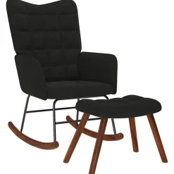 vidaXL Chaise à bascule avec tabouret en velours