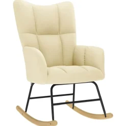Fauteuils Et Chaises-vidaXL Chaise à bascule Crème Tissu Cr&egrave;me