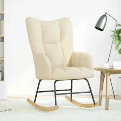 Fauteuils Et Chaises-vidaXL Chaise à bascule Crème Tissu Cr&egrave;me