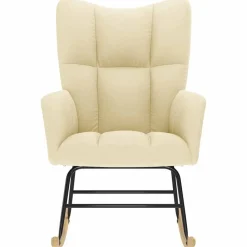 Fauteuils Et Chaises-vidaXL Chaise à bascule Crème Tissu Cr&egrave;me