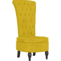 Fauteuils Et Chaises-vidaXL Chaise à dossier haut velours conception de bouton Jaune