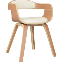 vidaXL Chaise à manger Crème Similicuir et bois courbé
