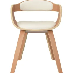 vidaXL Chaise à manger Crème Similicuir et bois courbé