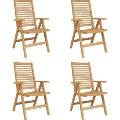 Mobilier De Jardin-vidaXL Chaise 4 pcs Marron 64,5 x 52 x 108 cm Bois de teck massif