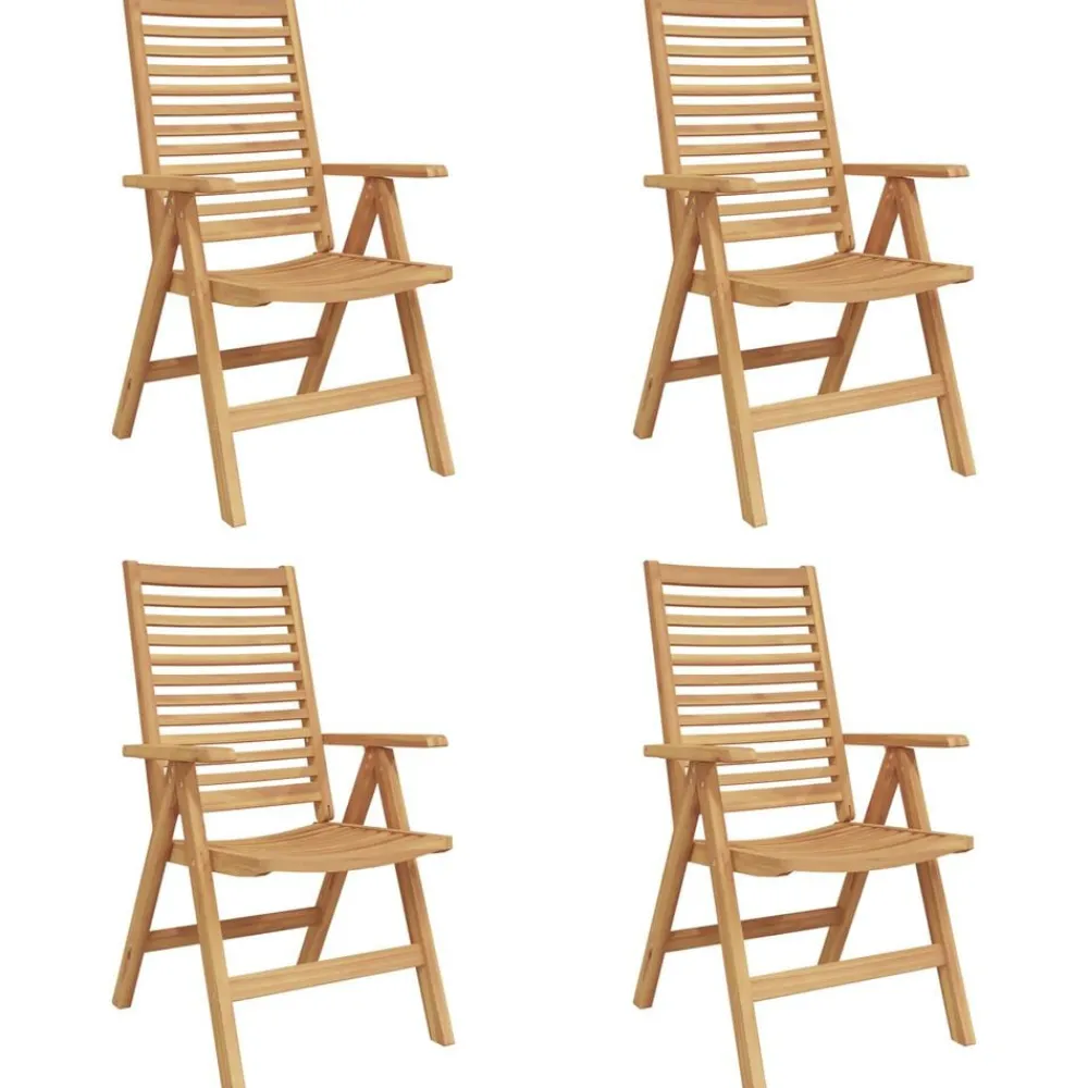 Mobilier De Jardin-vidaXL Chaise 4 pcs Marron 64,5 x 52 x 108 cm Bois de teck massif