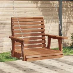 vidaXL Chaise balançoire de jardin chaînes en métal bois massif sapin