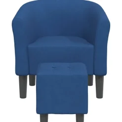 Fauteuils Et Chaises-vidaXL Chaise cabriolet avec repose-pied tissu Bleu