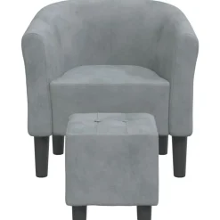 Fauteuils Et Chaises-vidaXL Chaise cabriolet avec repose-pied velours Gris foncé