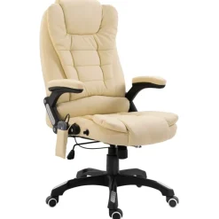 Meubles De Bureau-vidaXL Chaise de bureau de massage Crème Similicuir Cr&egrave;me
