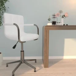 Meubles De Bureau-vidaXL Chaise de bureau pivotante Similicuir Blanc