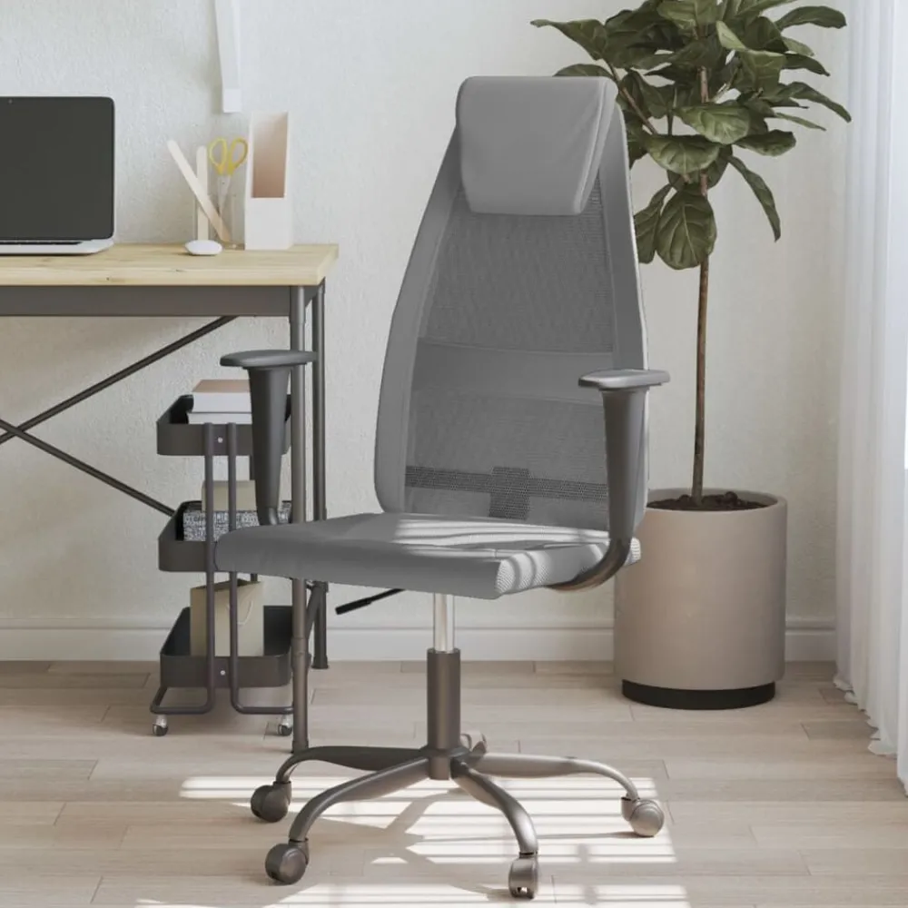 Meubles De Bureau-vidaXL Chaise de bureau réglable en hauteur Gris