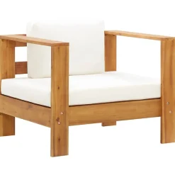 Mobilier De Jardin-vidaXL Chaise de jardin avec coussin Crème Bois d'acacia solide Cr&egrave;me
