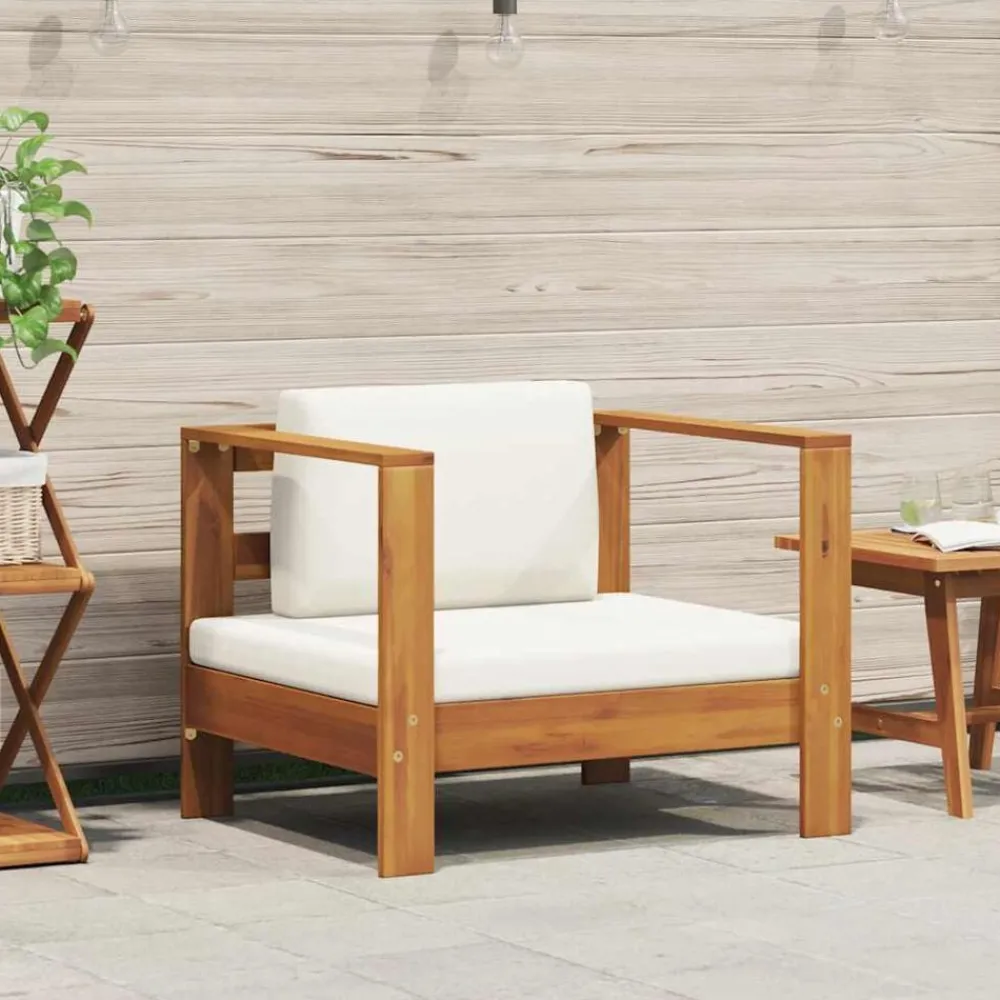 Mobilier De Jardin-vidaXL Chaise de jardin avec coussin Crème Bois d'acacia solide Crème