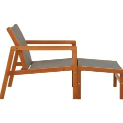 vidaXL Chaise de jardin et repose-pied Eucalyptus et textilène