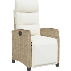 Mobilier De Jardin-vidaXL Chaise de jardin inclinable et table d'appoint beige polyrotin beige et cr&egrave;me