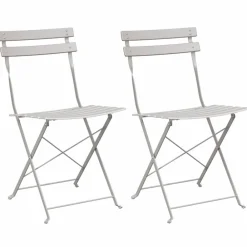 Mobilier De Jardin-vidaXL Chaise de jardin pliante 2 pcs 42 x 46 x 82cm Métal Beige