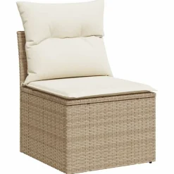 Mobilier De Jardin-vidaXL Chaise de jardin sans accoudoirs avec coussins poly rotin Beige