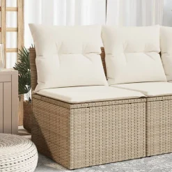 Mobilier De Jardin-vidaXL Chaise de jardin sans accoudoirs avec coussins poly rotin Beige