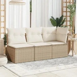 Mobilier De Jardin-vidaXL Chaise de jardin sans accoudoirs avec coussins poly rotin Beige