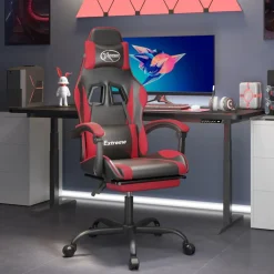 Fauteuils Et Chaises-vidaXL Chaise de jeu avec repose-pied Similicuir noir et rouge