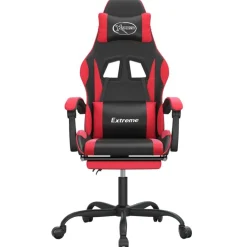 Fauteuils Et Chaises-vidaXL Chaise de jeu avec repose-pied Similicuir noir et rouge