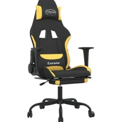 vidaXL Chaise de jeu avec repose-pied Noir et jaune Tissu