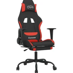 Fauteuils Et Chaises-vidaXL Chaise de jeu avec repose-pied Tissu noir et rouge