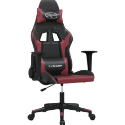 Fauteuils Et Chaises-vidaXL Chaise de jeu de massage Similicuir Noir et rouge bordeaux