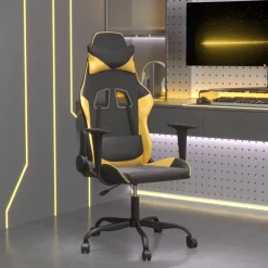 Fauteuils Et Chaises-vidaXL Chaise de jeu de massage Similicuir Noir et doré