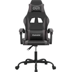 Fauteuils Et Chaises-vidaXL Chaise de jeu pivotante Similicuir Noir et gris