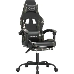 Fauteuils Et Chaises-vidaXL Chaise de jeu pivotante repose-pied Noir camouflage Similicuir Noir et camouflage