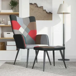 vidaXL Chaise de relaxation avec tabouret Patchwork Tissu