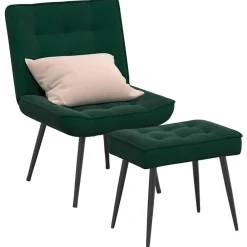 vidaXL Chaise de relaxation avec tabouret Velours
