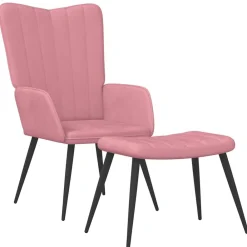Fauteuils Et Chaises-vidaXL Chaise de relaxation avec tabouret Velours Rose