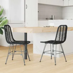 Fauteuils Et Chaises-vidaXL Chaise de salle à manger 2 pcs 44 x 47 x 85 cm Noir